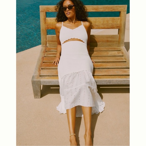 Anthropologie Dresses & Skirts - Anthropologie White Cutout Eyelet Midi Dress bride bridal wedding party sexy hot